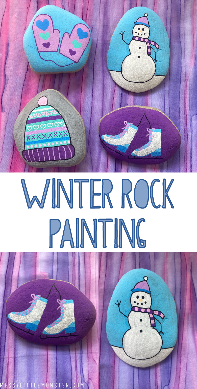Winter Rock Painting - Messy Little Monster