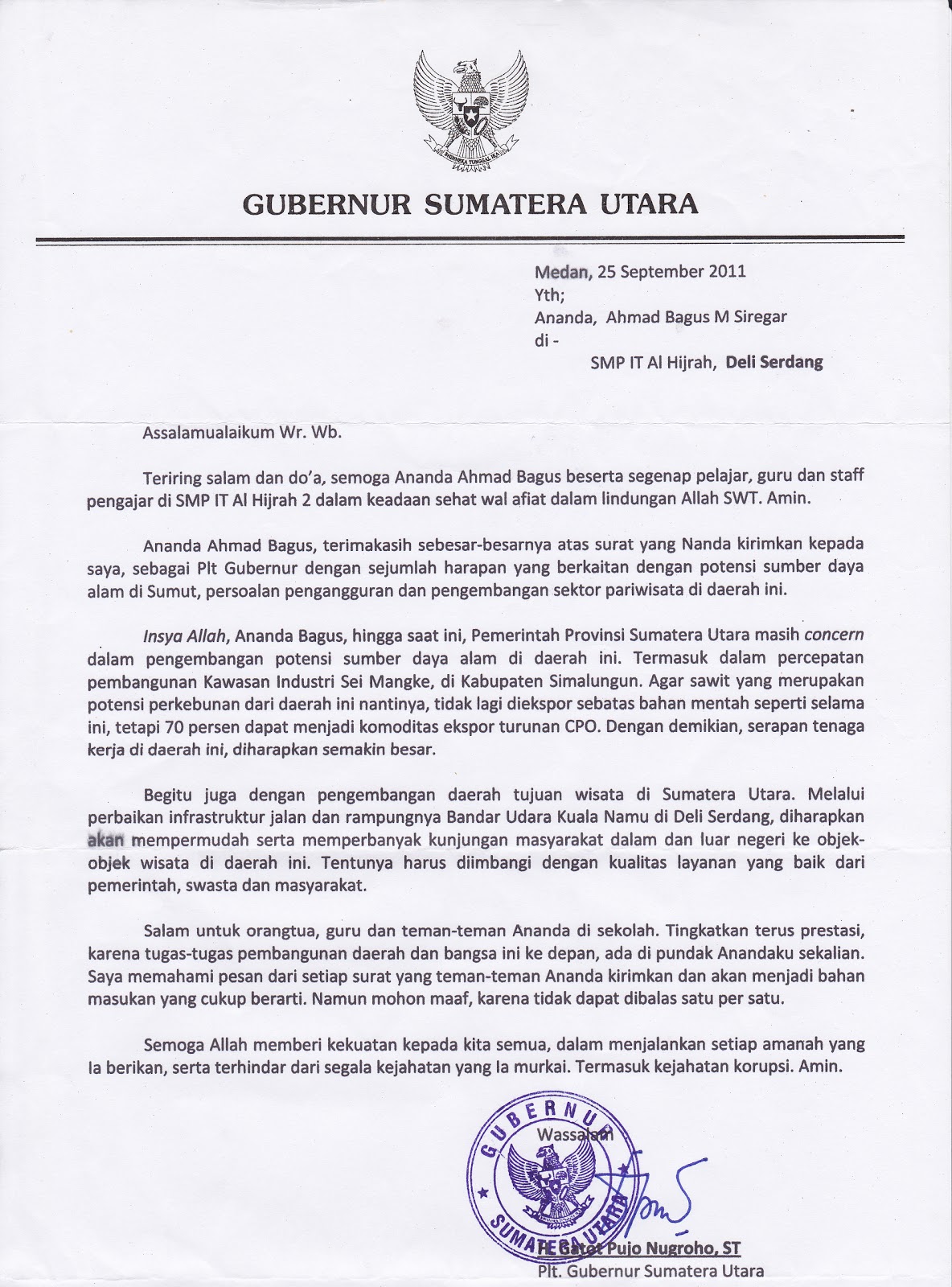 Contoh Surat Untuk Gubernur Dari Siswa Sd - SuratMenyurat.net