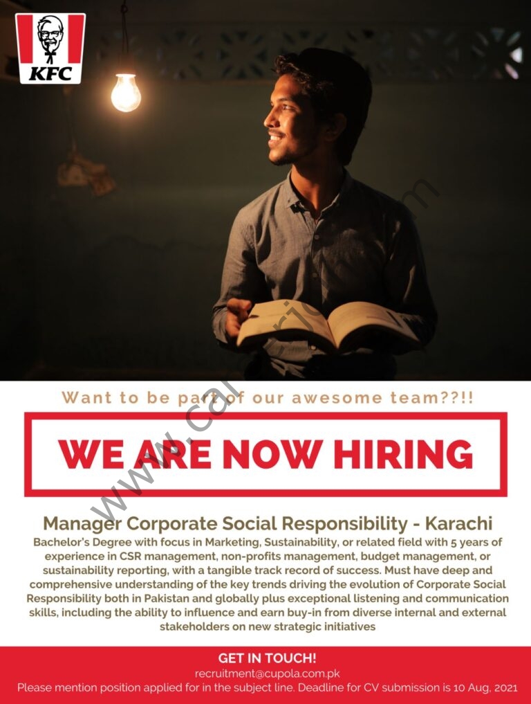 KFC Pakistan Jobs 2021 Latest Recruitment