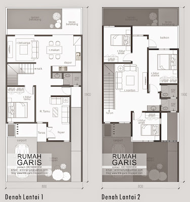 denah rumah 2 lantai