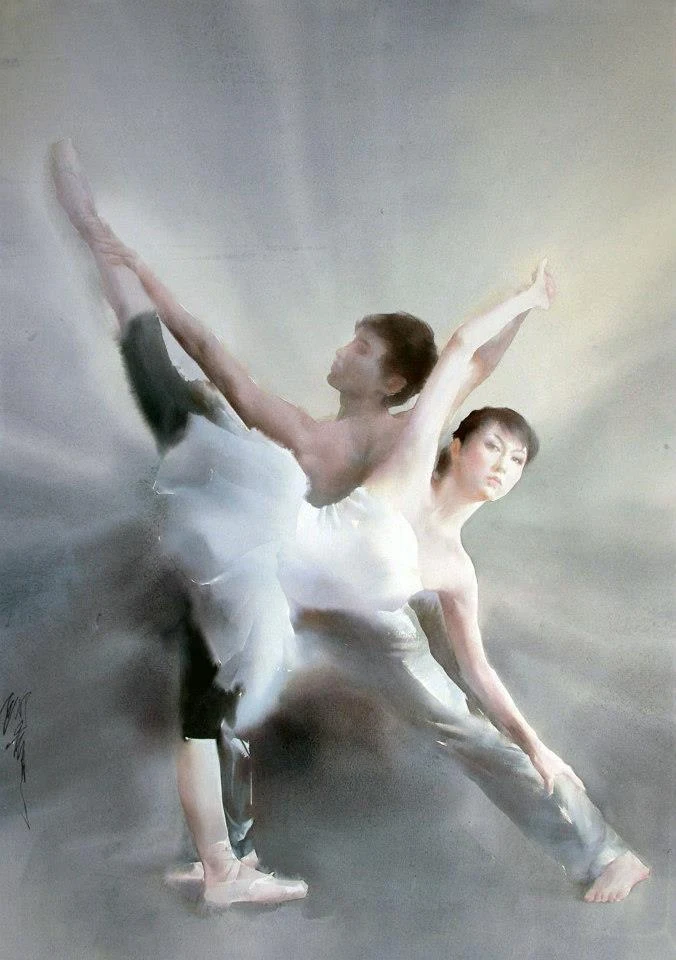 Liu Yi 1958 | Chinese Figurative Watercolour painter | The Ballet dancer