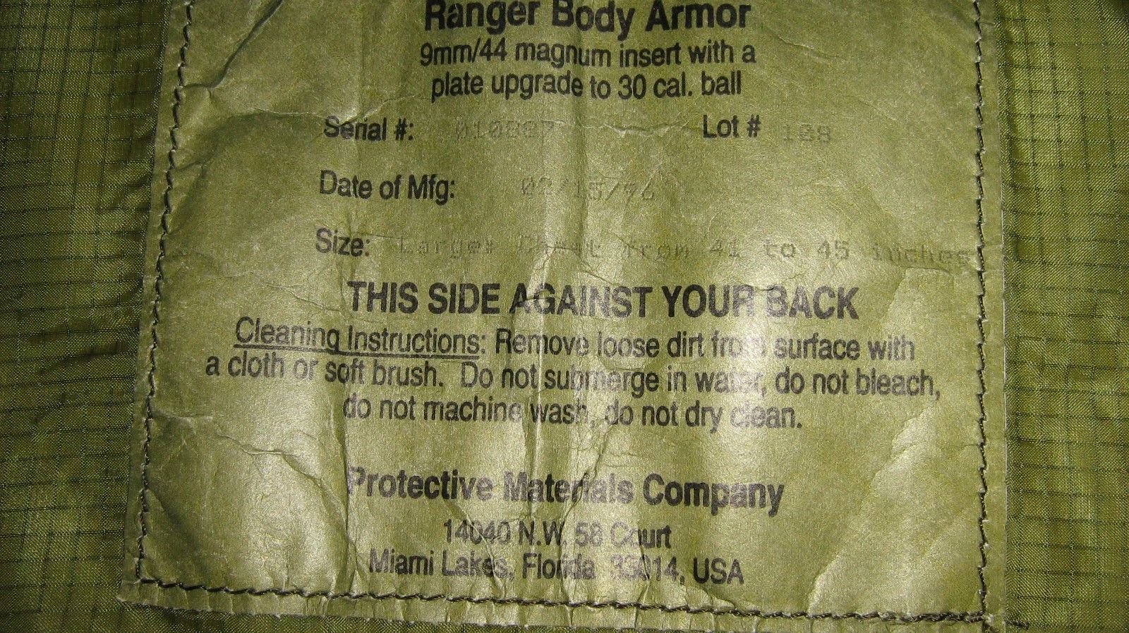 Supreme Protector Vest SPV-RBA Ranger Body Armor W/ Soft Armor