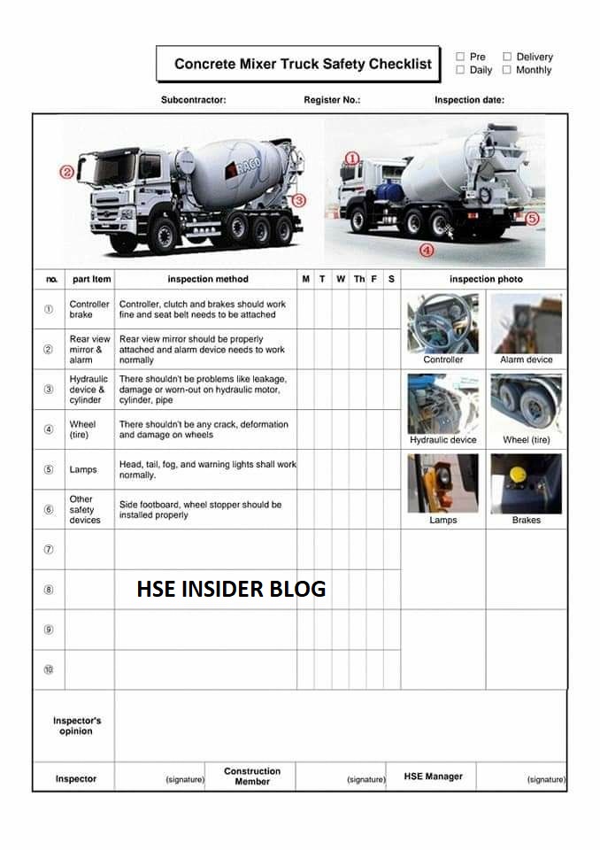 HSE Insider CONCERETE MIXER TRUCK, PUMP CAR, PILIN VESSEL SAFETY