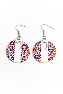 boucles oreilles canne mosaïque pâte polymère Stenna Bijoux