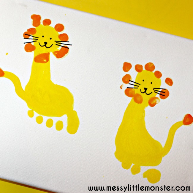 Lion footprint craft for kids - an adorable keepsake activity. Great for babies, toddlers and preschoolers. 