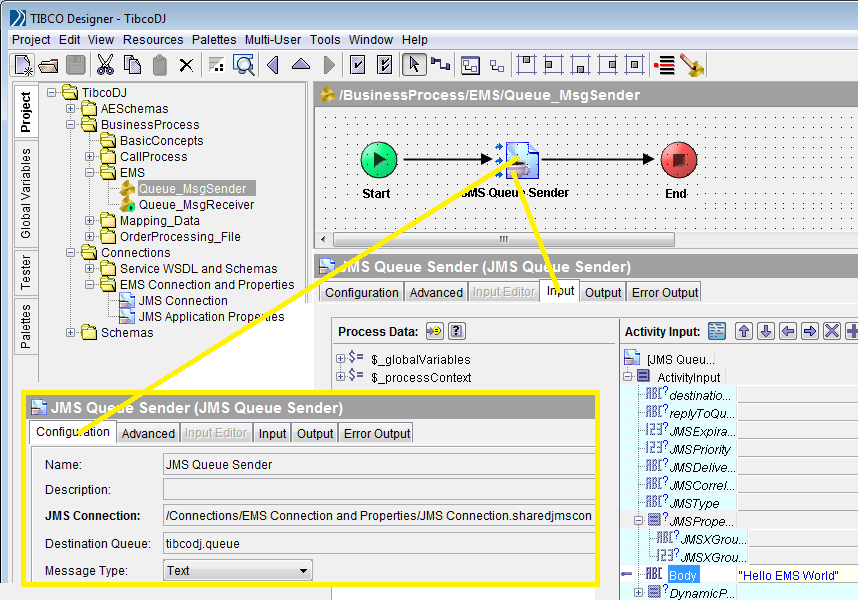 Mule ESB Tutorials Working with JMS Palettes In TibcoBW Process