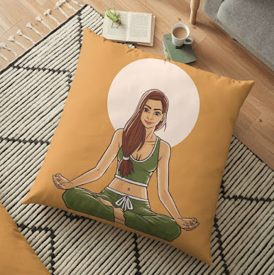 Yoga girl looking great on a floor pillow.