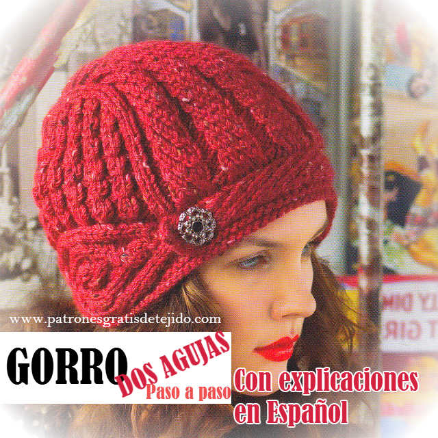 Encantador Gorro para con Dos Agujas Paso a