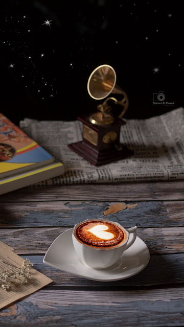 Free wallpaper heart, cup, cappuccino, coffee, book