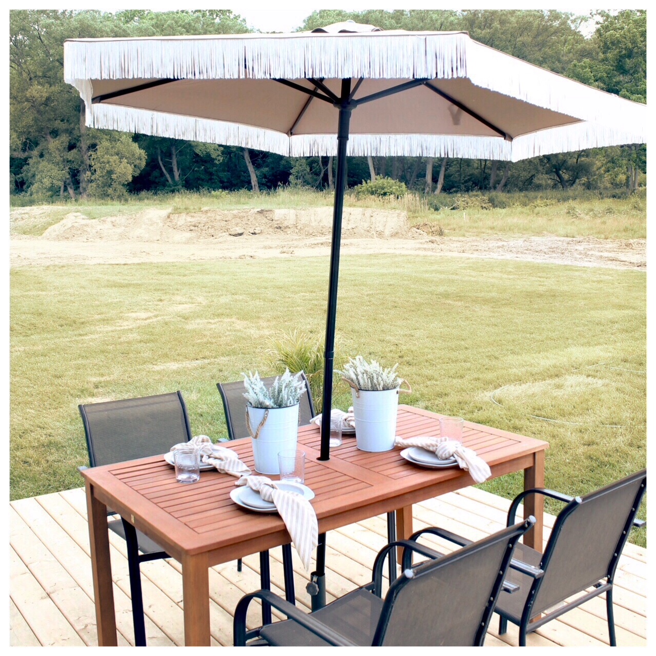 DIY Fringe Patio Umbrella Harlow & Thistle