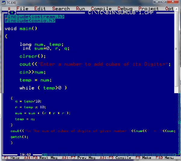 Online C Compiler, C Program to calculate Cube of a Number