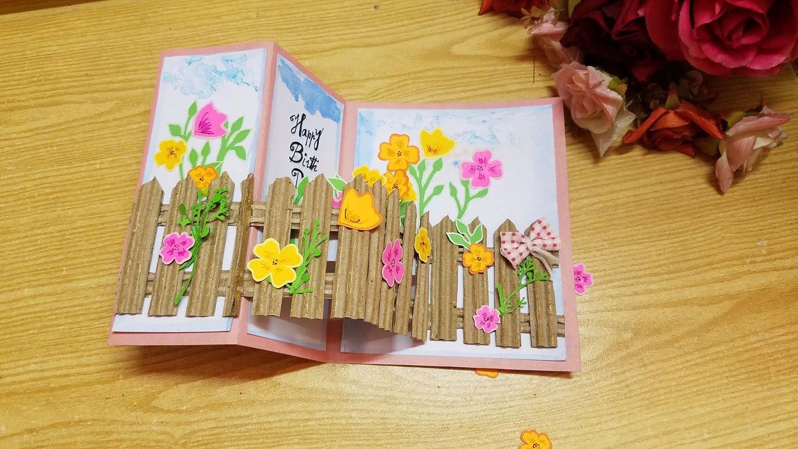 gs craft popup flowery garden happy birthday greeting