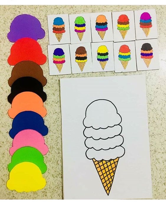 Jogo educativo sorvete das cores