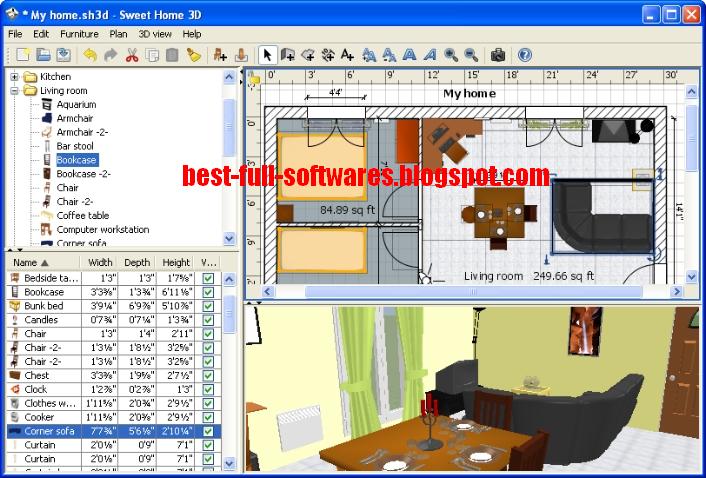 Softwares: Sweet home designing software with extra furniture models