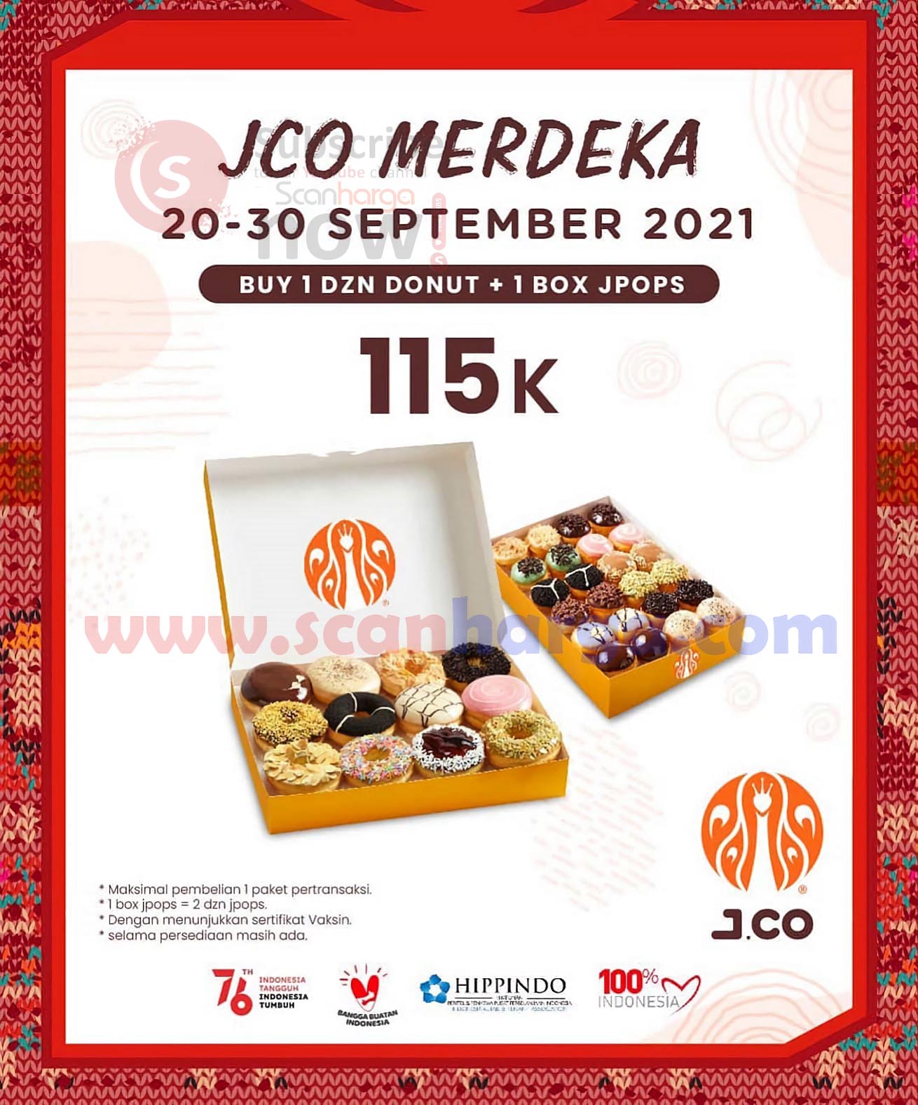 JCO Promo Paket 1 Dozen Donuts + 1 Box JPOPS Hanya Rp. 115.000 aja