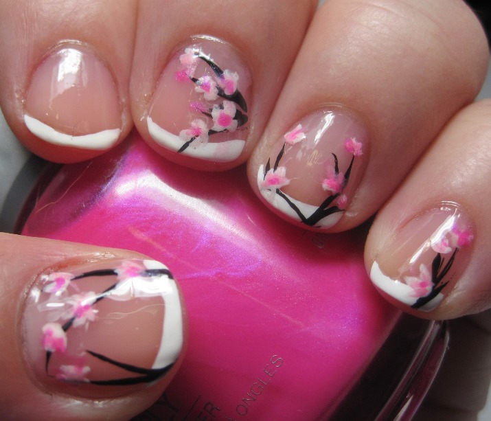 Lit from Within: Delicate French Tip Cherry Blossoms