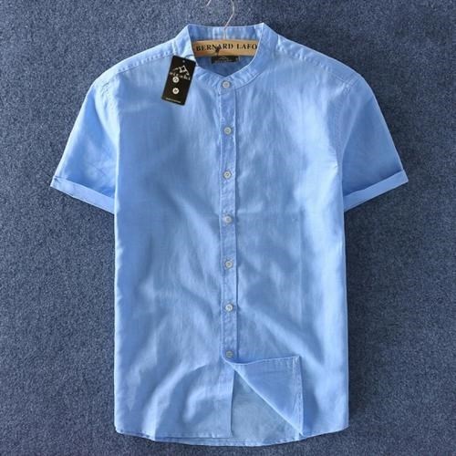 Áo sơ mi nam ngắn tay cổ trụ thời trang vải siêu chất 18 f0280bdeb 2229 46d0 bb6f