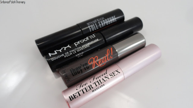 Smashbox Full Exposure, NYX Proof It! Waterproof Mascara Top Coat, Benefit They're Real! & Too Faced Better Than Sex