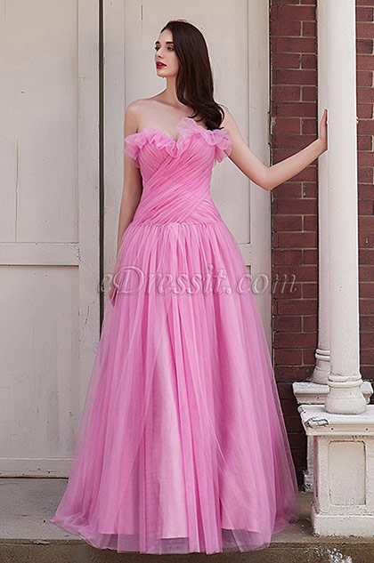newest sweetheart hot pink evening gown
