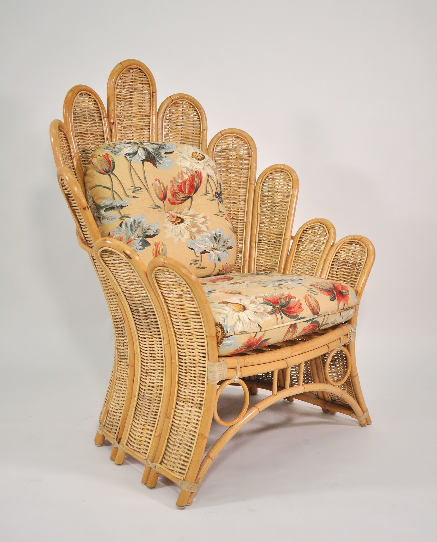 SELECT MODERN MidCentury Rattan Peacock Fan Back Lounge Chair