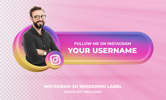 Banner Icon Profile Instagram 3D Rendering Label Isolated