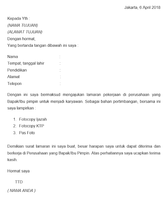 Contoh Surat Lamaran Kerja Word Contoh Surat Lamaran