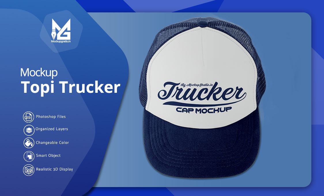 PSD Mockup Topi Trucker Custom Gratis