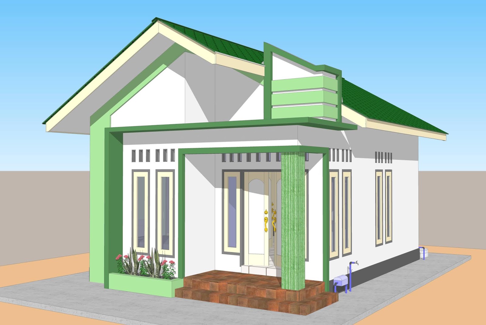 Desain Rumah Minimalis Sederhana 5x7 meter 2 Kamar