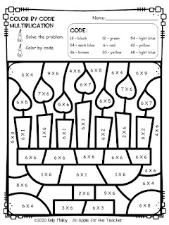 Kwanzaa color by number multiplication candles black and white