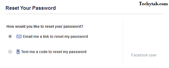 reset facebook password