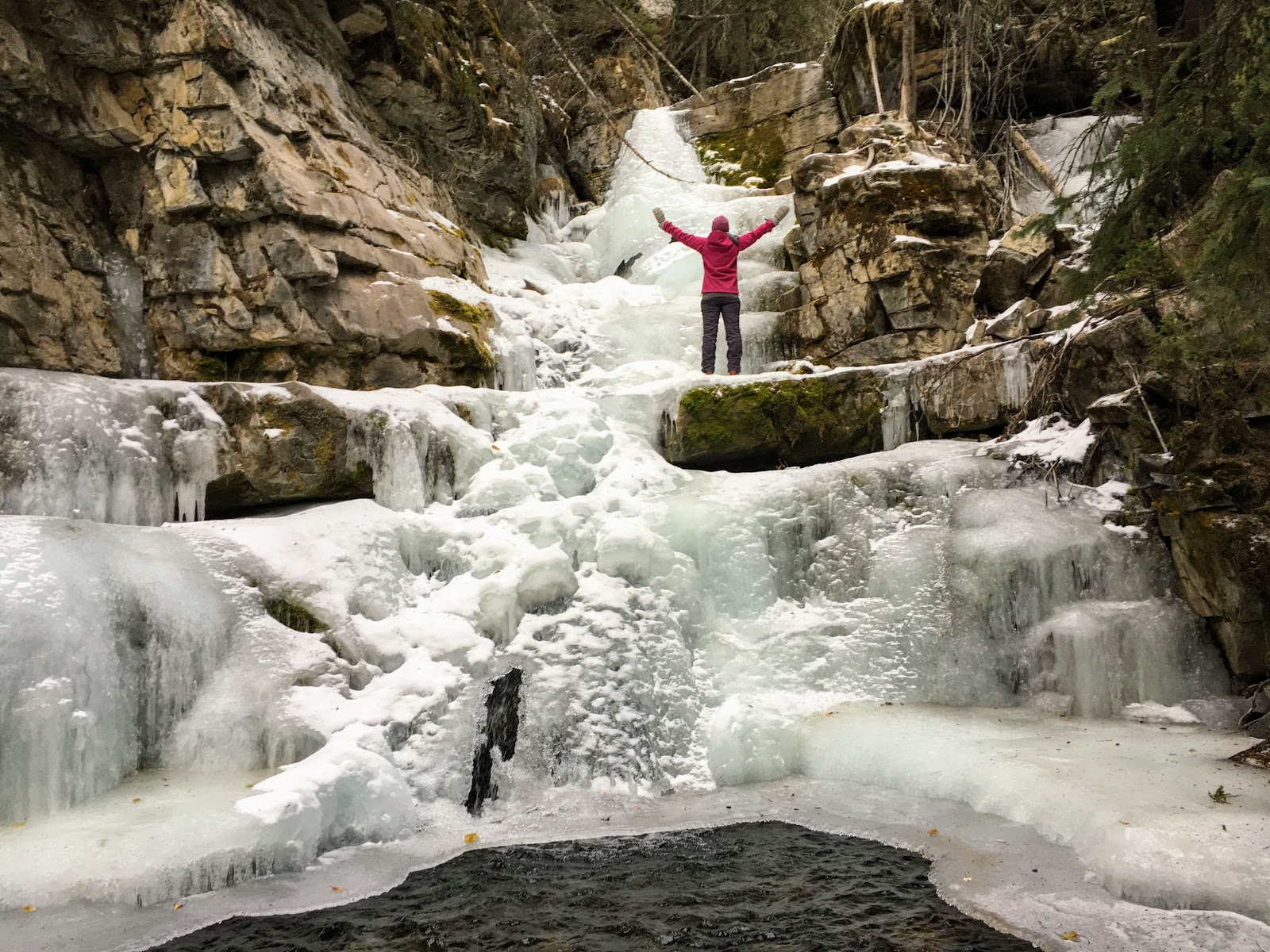 Family Adventures In The Canadian Rockies Chasing Frozen Waterfalls In Kananaskis Troll Falls And Beyond To The Upper Falls