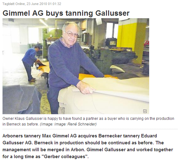 Gimmel AG buys tanning Gallusser