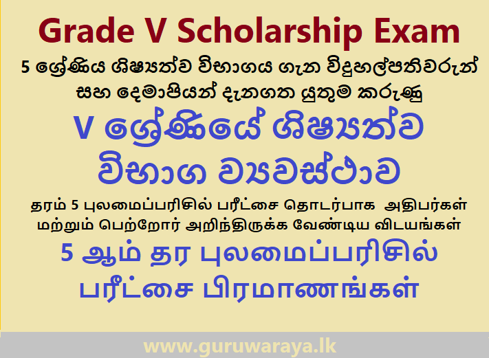 Details of Grade V Scholarship Exam  
