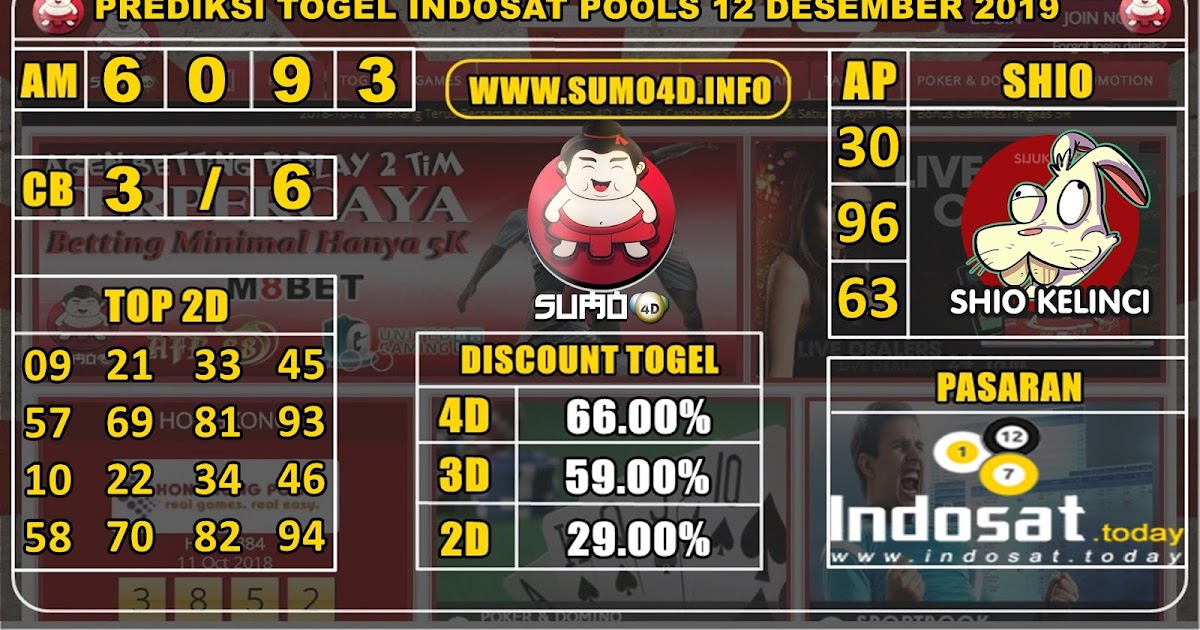 PREDIKSI TOGEL INDOSAT POOLS 12 DESEMBER 2019 Sumo 4D