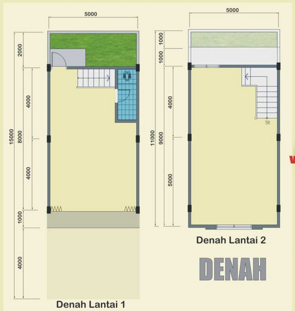 Layout Denah Ruko 2 Lantai Minimalis Populer