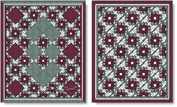 Quilts designed using the PEONY AND FORGET ME NOT quilt block - images © Wendy Russell