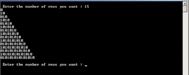 C Programming Tutorials: WAP to print binary triangle