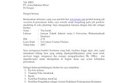 Contoh Surat Lamaran Zoya