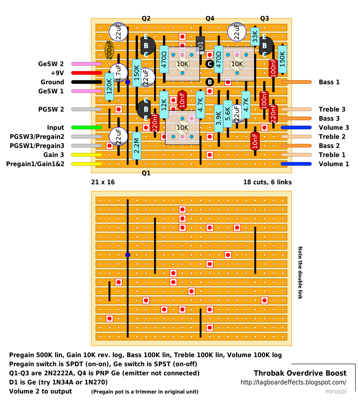Guitar FX Layouts: Throbak Overdrive Boost