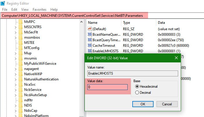 PowerShell, 레지스트리 또는 어댑터 속성을 사용하여 LMHOSTS 조회를 비활성화하는 방법