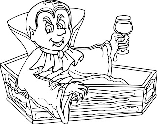 Haunted Vampire In Coffin Coloring Page