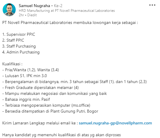 Psikotes Pt Novell Pharmaceutical Laboratories / 32+ Lowongan Kerja Pt Novell Pharmaceutical Laboratories Goletskerja Pics