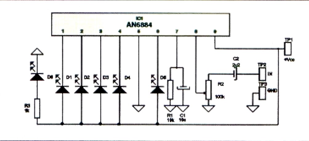 Схема индикатора уровня сигнала на AN6884, печатная плата LAY6 формата.