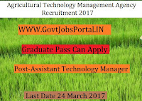 Agricultural Technology Management Agency Recruitment –Assistant Technology Manager, Block Technology Manager & Computer Operator