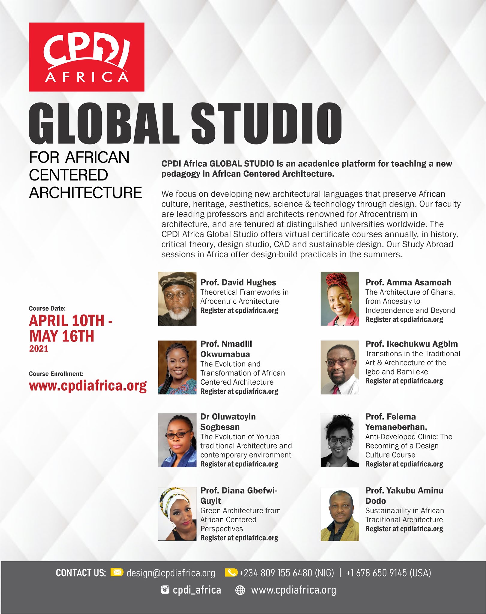 NEW COURSES Global Studio for African Centered Architecture