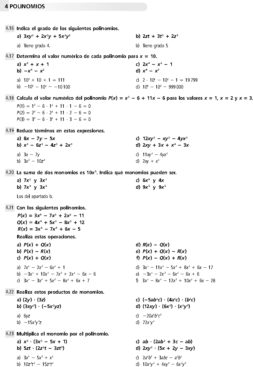 POLINOMIOS ESO EJERCICIOS RESUELTOS MATEMÁTICA SECUNDARIA PDF POLINOMIOS ESO EJERCICIOS RESUELTOS MATEMÁTICA SECUNDARIA PDF