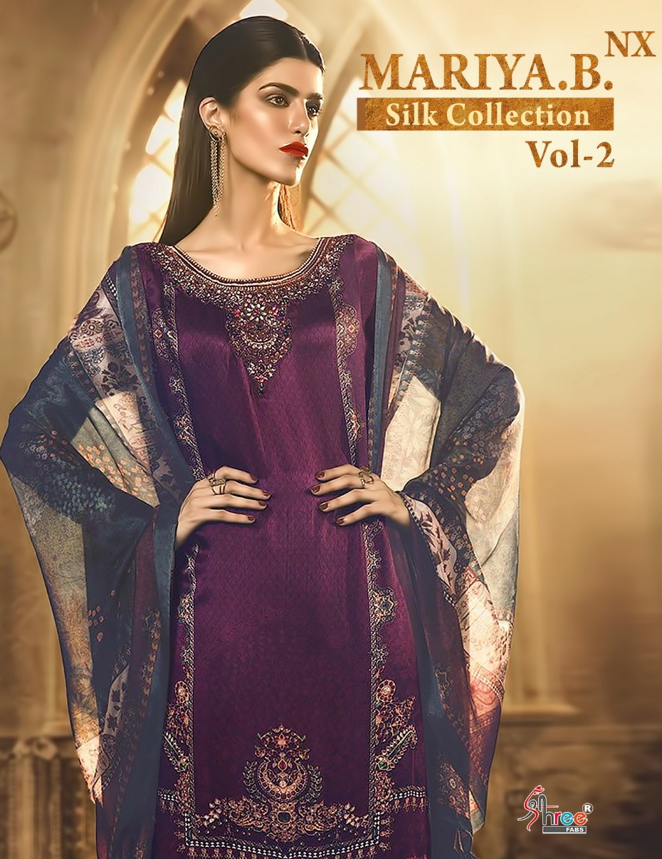Shree Fab Maria B Silk Vol 2 Satin Pakistani Suits Collection - Diwan ...
