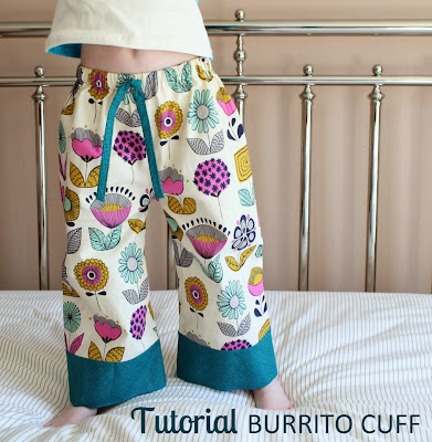 Tutorial: Burrito Cuff PJ Pants | Learn how to add an accent cuff and fully encase your seam allowance using a simple sewing technique. | The Inspired Wren