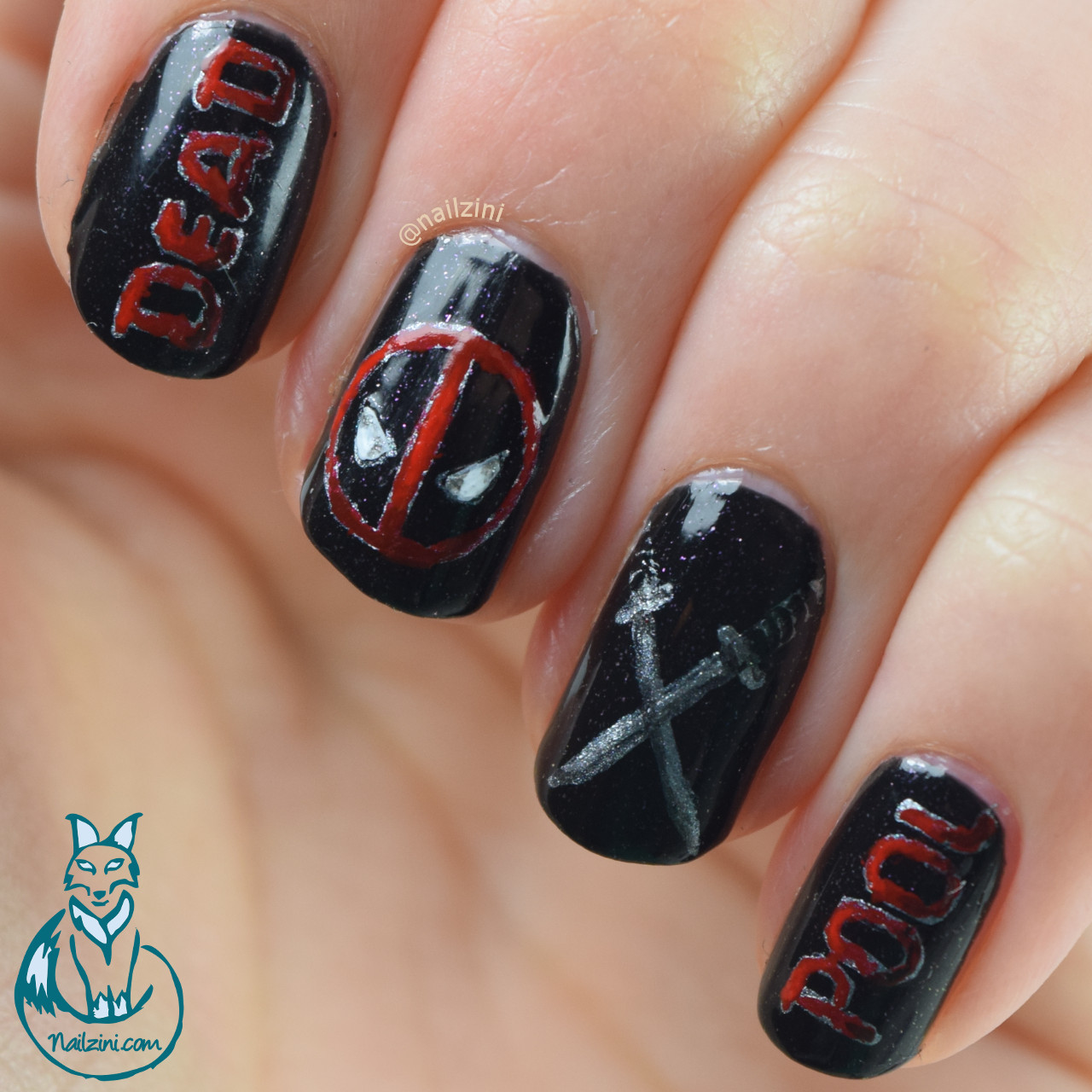 Deadpool Nail Art | Nailzini: A Nail Art Blog
