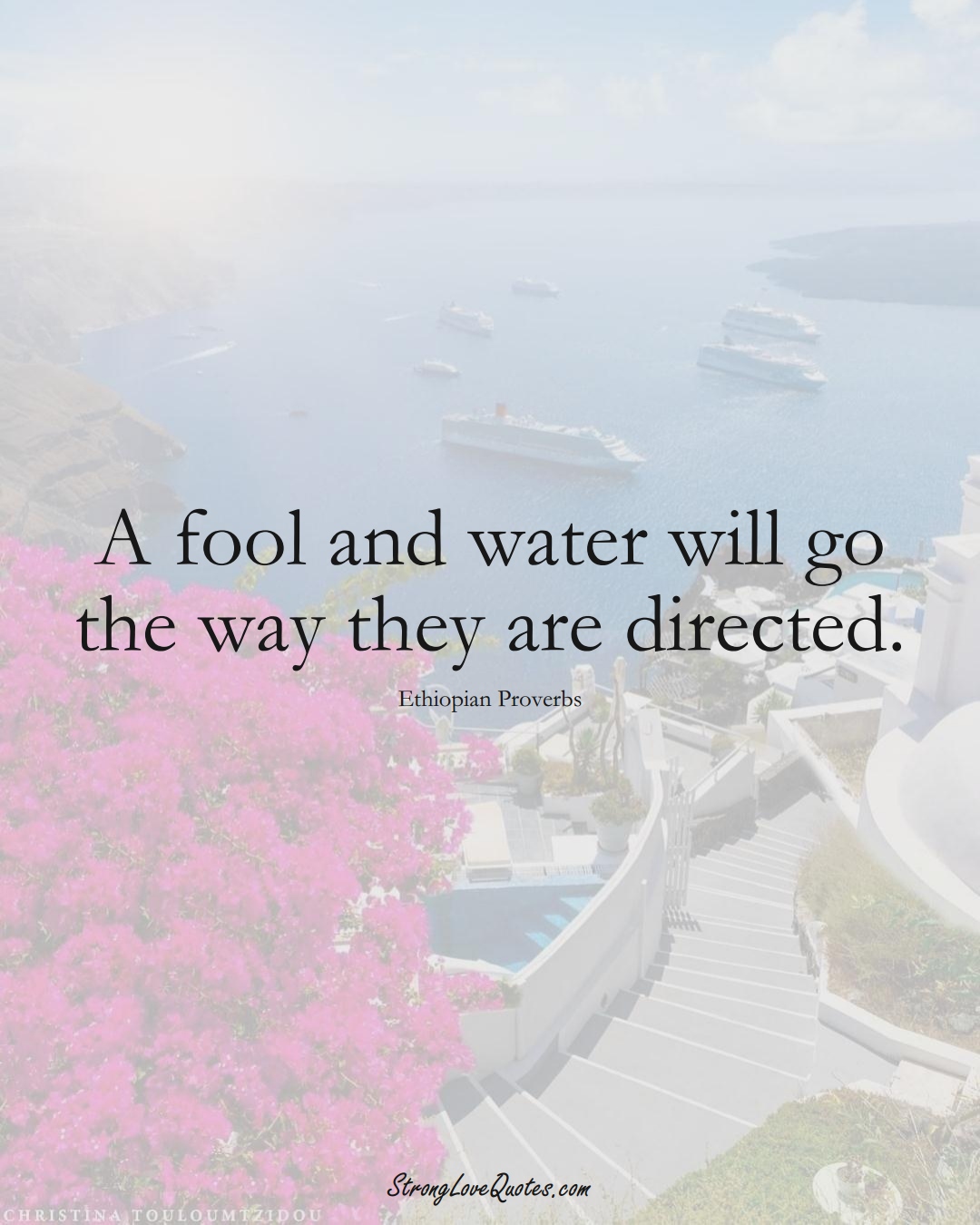 A fool and water will go the way they are directed. (Ethiopian Sayings);  #AfricanSayings